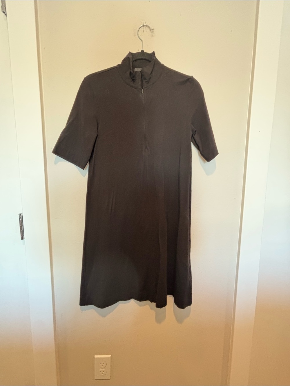 ATM Anthony Thomas Melillo Black Short-Sleeve Zip-Front Mini Dress